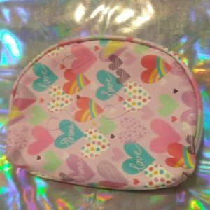 Upcycled Xmas Gift Pink Love Heart Make up bag Plus Bonus ACCS